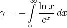 \gamma = -\int\limits_0^{\infty}\frac{\ln x}{e^x}\,dx